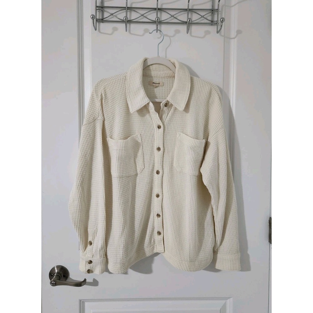 Madewell Women's Waffle button‎ down Shirt Jacket Shacket long sleeve size M